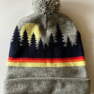 Cozy Gray Knit Beanie with Forest Design